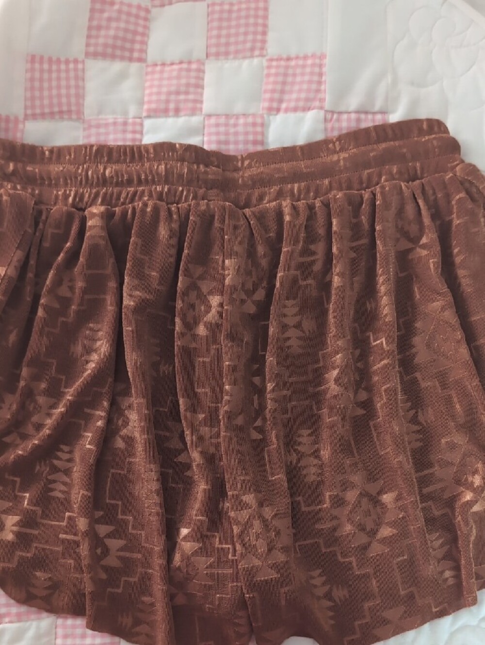 Aztec Rust Brown Layered Shorts - Picture 3 of 3